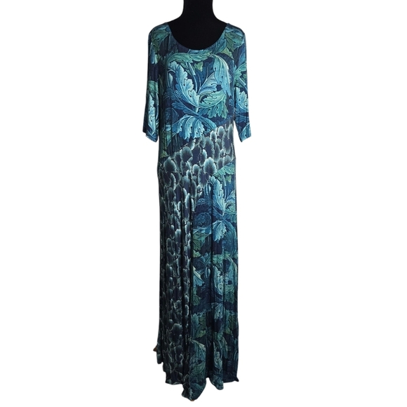 Soft Surroundings Dresses & Skirts - Soft surroundings Saunterre Tropical Green Leaf Print Maxi Dress Large
